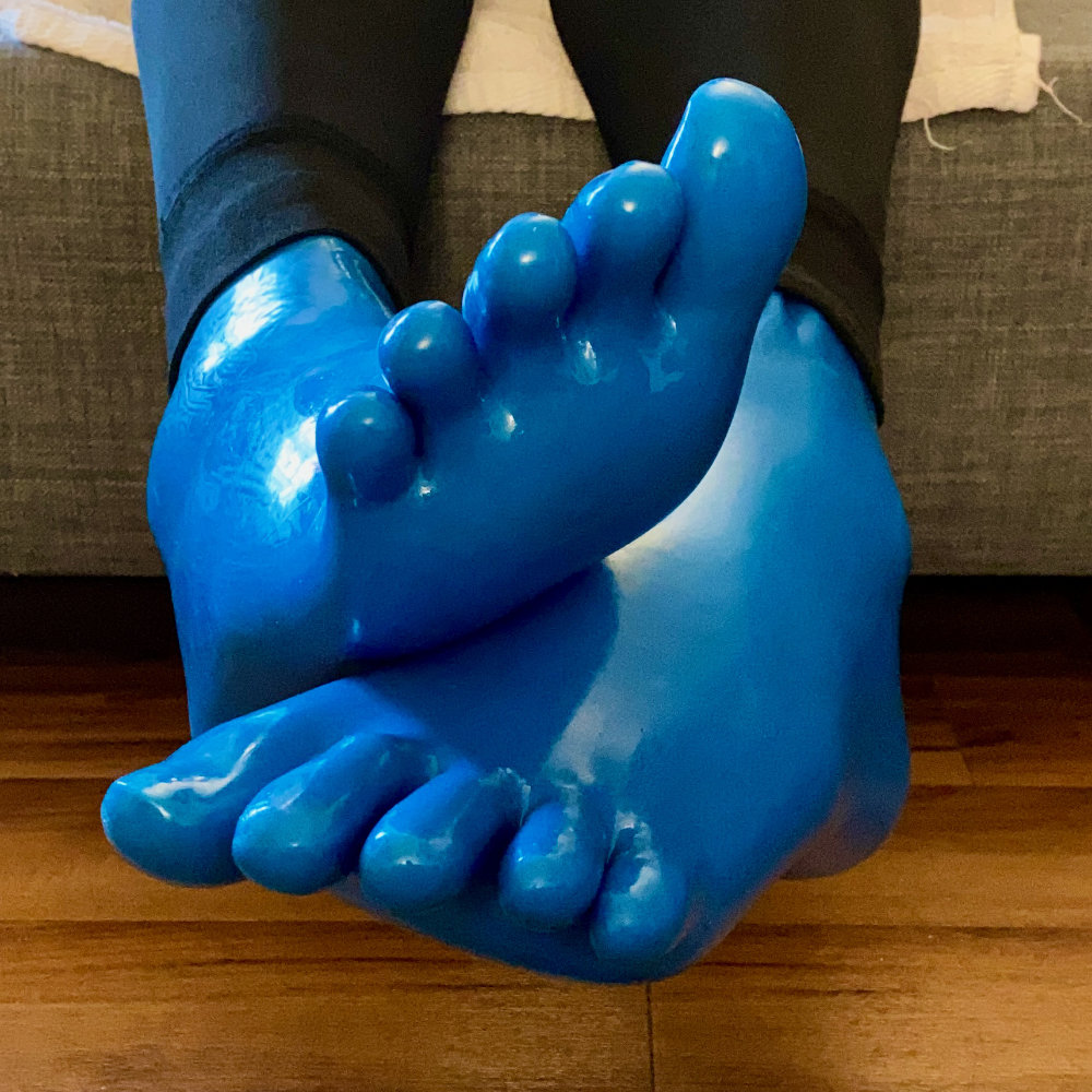 Blue Latex Toe Socks and Gloves