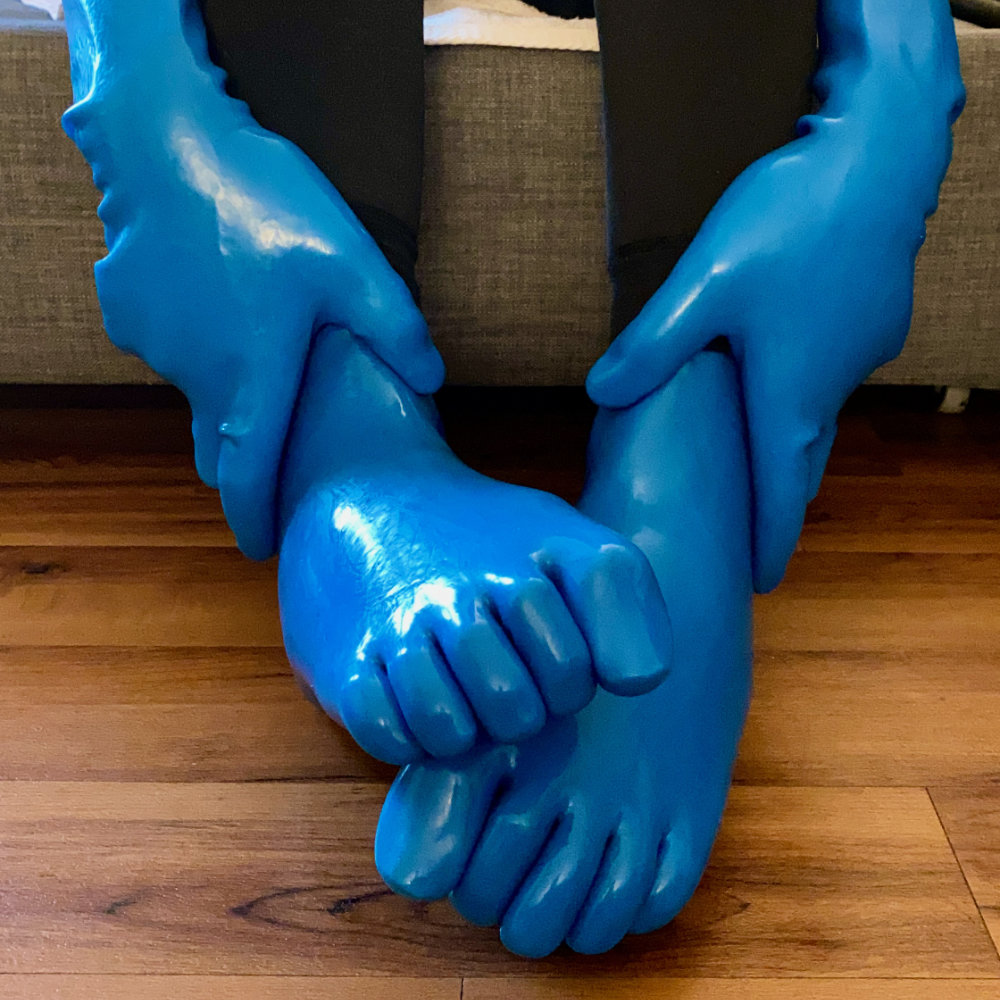 Blue latex toe socks