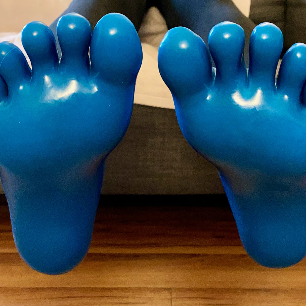 Blue latex toe socks