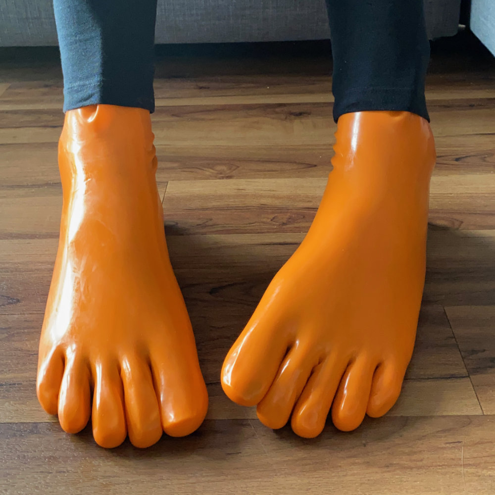 Orange latex toe socks